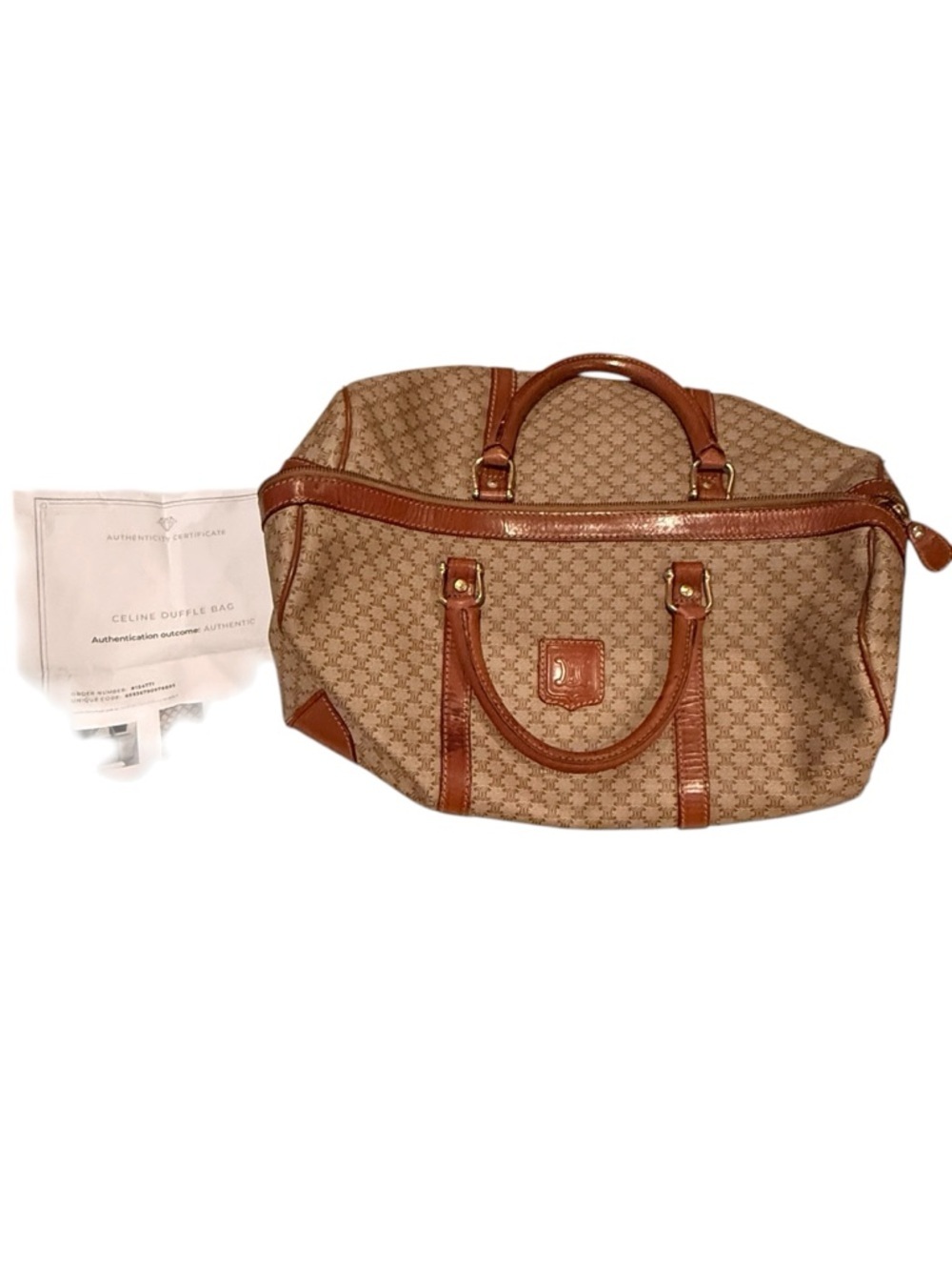 Celine Heritage Woven-Pattern Tan Duffel Bag with Toiletry Pouch - Picture 10 of 12